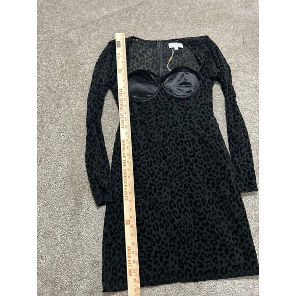 NEW Meshki black seara devore long sleeve corset top leopard mini dress size XL - Picture 3 of 10